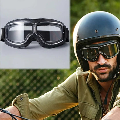 🕶️ Óculos retrô para motociclismo – com proteção UV, função antiembaçante e tira ajustável 🏍️