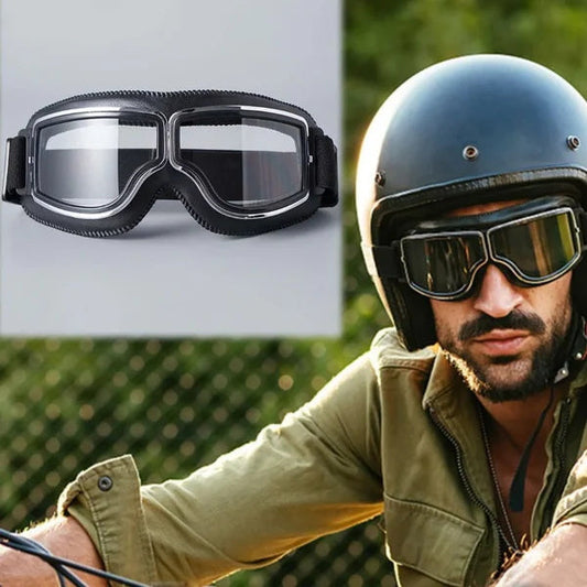 🕶️ Óculos retrô para motociclismo – com proteção UV, função antiembaçante e tira ajustável 🏍️