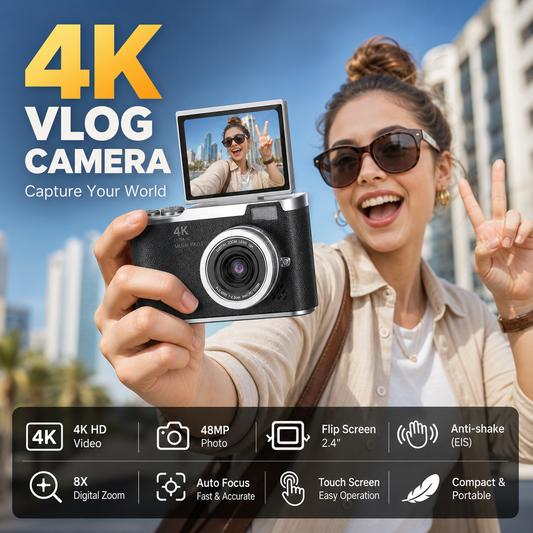 💐50% de desconto! Câmera 4K com tela sensível ao toque – Compartilhe seus melhores momentos ✨📱【Oferta especial】