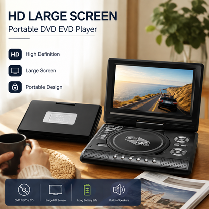 🔥📺 50% de desconto! DVD player portátil HD de 7,8 polegadas – 50.000 unidades vendidas! Recarregável, multiformato e ideal para viagens.