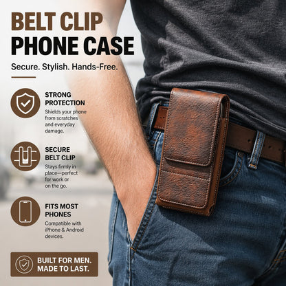 ❄️Promoção de Verão: 50% de Desconto!📱Suporte de Celular para Cinto com Fechamento Magnético – Coldre Resistente para Smartphone com Clipe, Passador de Cinto e Compartimento para Cartão