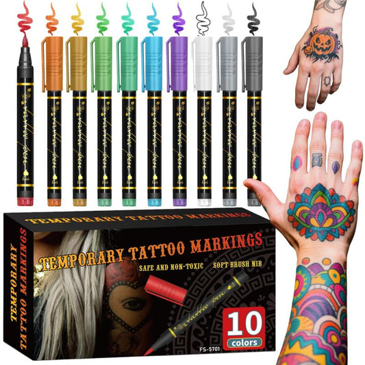 🔥Oferta imperdível: 50% de desconto🎨Perfeito para criações únicas de arte corporal🔥Canetas para tatuagem temporária na pele