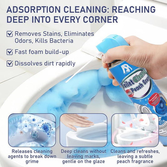 🥳Oferta Imperdível 2026🥳💞Mais de 50 mil vendidos!💥🧼✨ 50% de desconto! Limpador de vaso sanitário em espuma expansiva – Alcança cantos escondidos, remove manchas e odores. Deixa um suave aroma de pêssego. Higiênico e eficaz. 🍑🛡️