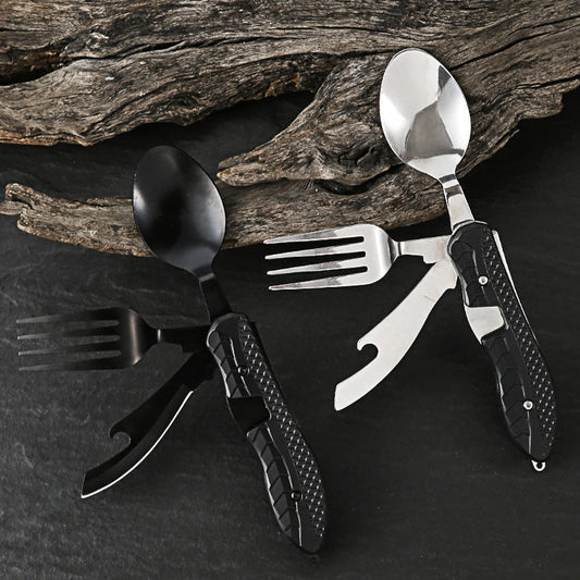 🍴 50% de desconto agora! 🏕️ Conjunto de talheres dobráveis de aço inoxidável 4 em 1 – Perfeito para acampamento, trilhas e viagens 🎒