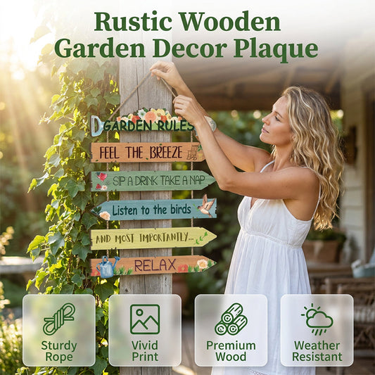 ⏳Desconto de 50% por tempo limitado⏰Placa decorativa rústica de madeira para pendurar no jardim🏡🪧