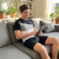 👕 50% de desconto: Conjunto de lazer de 2 peças para homem | T-shirt e calções com blocos de cor para o dia-a-dia e desporto 🌿