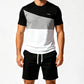 👕 50% de desconto: Conjunto de lazer de 2 peças para homem | T-shirt e calções com blocos de cor para o dia-a-dia e desporto 🌿