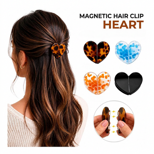 Presilha de Cabelo Magnética Inteligente em Formato de Coração para Mulheres