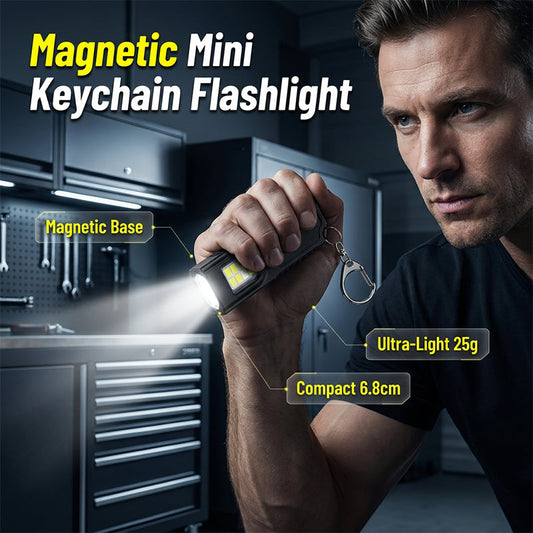 Mini lanterna de chaveiro com base magnética