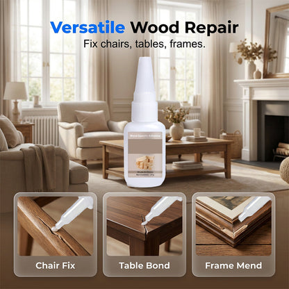 🪵 Wood glue – strong bond, precision tip, dries clear, rapid curing. Fixes chairs, tables & frames. 50% OFF! 🔨✨