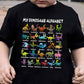 Camiseta infantil com estampa de dinossauro e alfabeto