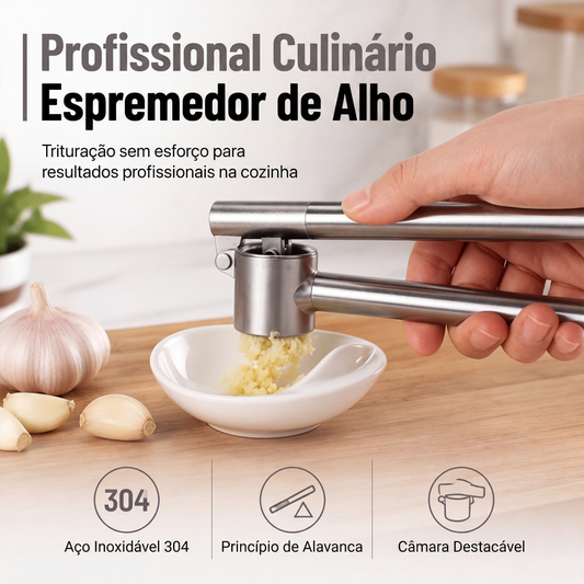 Esmagador de alho de aço inoxidável premium