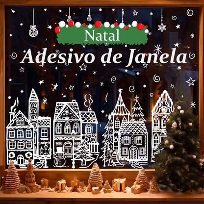 ✨Conjunto de Adesivos de Janela de Vila de Natal